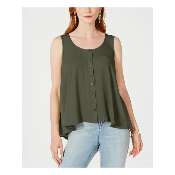 STYLE & COMPANY Tops - STYLE & COMPANY Womens Green Swing Sleeveless Scoop Neck Cocktail Blouse S